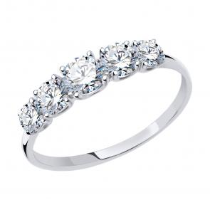 Кольцо из белого золота Diamant с фианитом 52-110-00308-1 фото