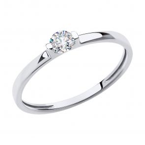 Кольцо из белого золота Diamant с фианитом 52-110-00840-1 фото