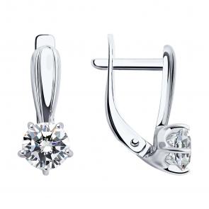 Серьги из белого золота Diamant с фианитом 52-120-00099-1 фото