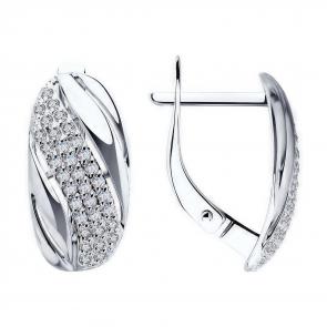 Серьги из белого золота Diamant с фианитом 52-120-00233-1 фото