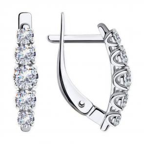 Серьги из белого золота Diamant с фианитом 52-120-00308-1 фото