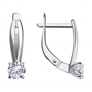 Серьги из белого золота Diamant с фианитом 52-120-01726-1 фото