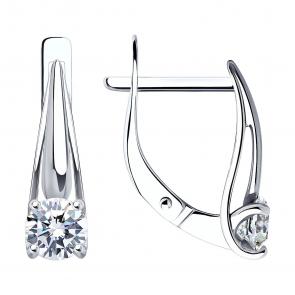 Серьги из белого золота Diamant с фианитом 52-120-01727-1 фото