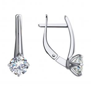 Серьги из белого золота Diamant с фианитом 52-120-01794-1 фото