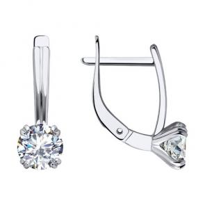 Серьги из белого золота Diamant с фианитом 52-120-01841-1 фото