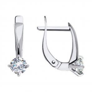 Серьги из белого золота Diamant с фианитом 52-120-01873-1 фото