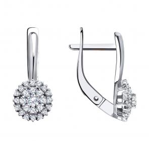 Серьги из белого золота Diamant с фианитом 52-120-01945-1 фото
