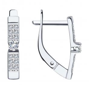 Серьги из белого золота Diamant с фианитом 52-120-02055-1 фото