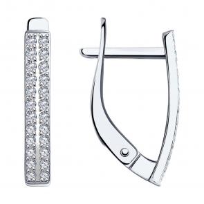 Серьги из белого золота Diamant с фианитом 52-120-02089-1 фото