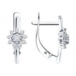 Серьги из белого золота Diamant с фианитом 52-120-02267-1 фото