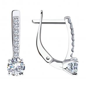Серьги из белого золота Diamant с фианитом 52-120-02334-1 фото