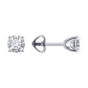 Серьги из белого золота Diamant с фианитом 52-122-02090-1 фото