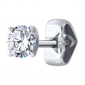 Одиночная серьга из белого золота Diamant с фианитом 52-127-02025-1 фото