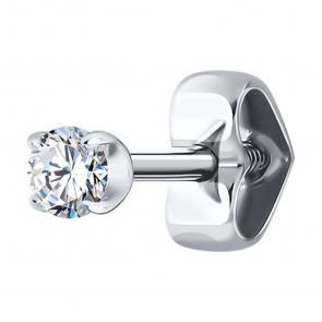 Одиночная серьга из белого золота Diamant с фианитом 52-127-02067-1 фото