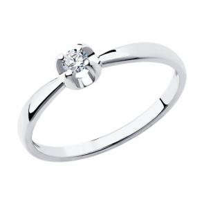 Кольцо из белого золота Diamant с бриллиантом 52-210-00007-1 фото