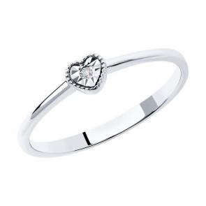 Кольцо из белого золота Diamant с бриллиантом 52-210-01219-1 фото