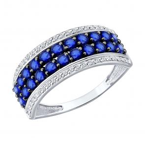 Кольцо из белого золота Diamant с бриллиантом и сапфиром 52-210-01379-1 фото