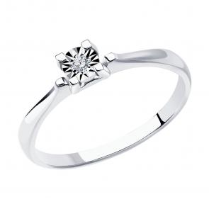 Кольцо из белого золота Diamant с бриллиантом 52-210-01440-1 фото