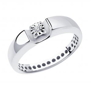 Кольцо из белого золота Diamant с бриллиантом 52-210-01532-1 фото