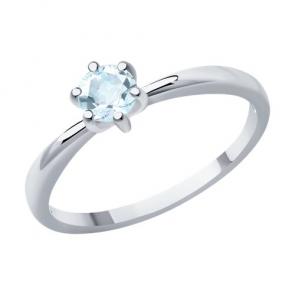Кольцо из белого золота Diamant с аквамарином 52-210-01656-5 фото