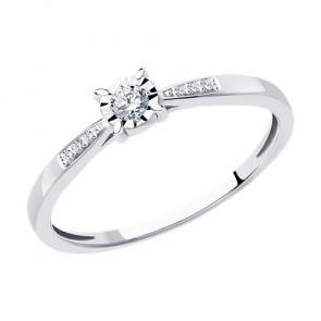Кольцо из белого золота Diamant с бриллиантом 52-210-01672-1 фото