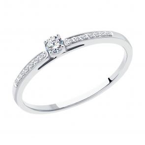 Кольцо из белого золота Diamant с бриллиантом 52-210-01675-1 фото