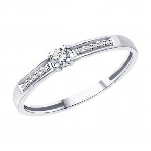 Кольцо из белого золота Diamant с бриллиантом 52-210-01760-1 фото