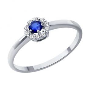 Кольцо из белого золота Diamant с бриллиантом и сапфиром 52-210-01768-1 фото