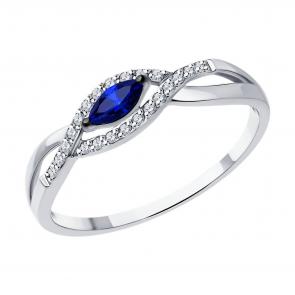 Кольцо из белого золота Diamant с бриллиантом и сапфиром 52-210-01842-1 фото