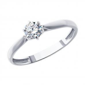 Кольцо из белого золота Diamant с бриллиантом 52-210-01856-1 фото