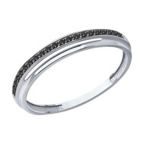 Кольцо из белого золота Diamant с чёрным бриллиантом 52-210-01897-3 фото
