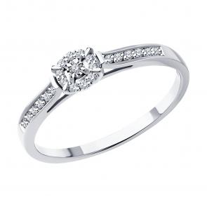 Кольцо из белого золота Diamant с бриллиантом 52-210-01923-1 фото