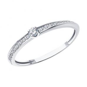 Кольцо из белого золота Diamant с бриллиантом 52-210-01970-1 фото