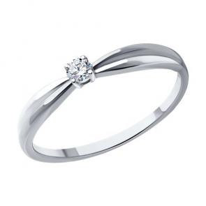 Кольцо из белого золота Diamant с бриллиантом 52-210-01980-1 фото