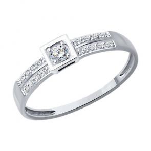 Кольцо из белого золота Diamant с бриллиантом 52-210-01983-1 фото
