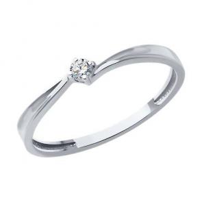 Кольцо из белого золота Diamant с бриллиантом 52-210-01984-1 фото