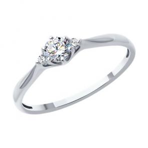 Кольцо из белого золота Diamant с бриллиантом 52-210-01996-1 фото