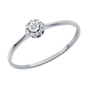 Кольцо из белого золота Diamant с бриллиантом 52-210-02061-1 фото