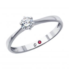 Кольцо из белого золота Diamant с рубином и бриллиантом выращенным 52-210-02166-1 фото
