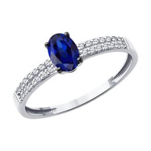 Кольцо из белого золота Diamant с бриллиантом и сапфиром 52-210-02312-1 фото