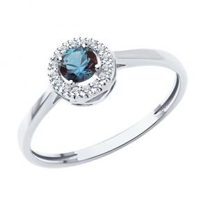 Кольцо из белого золота Diamant с гидротермальным александритом и бриллиантом 52-210-02344-1 фото