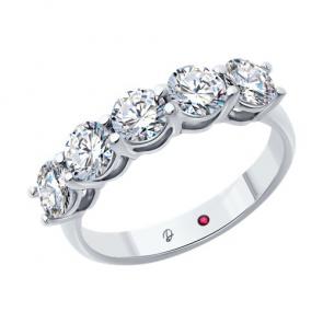 Кольцо из белого золота Diamant с рубином и бриллиантом выращенным 52-210-02374-1 фото