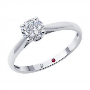 Кольцо из белого золота Diamant с рубином и бриллиантом выращенным 52-210-02383-1 фото