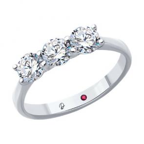 Кольцо из белого золота Diamant с рубином и бриллиантом выращенным 52-210-02403-1 фото