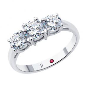 Кольцо из белого золота Diamant с рубином и бриллиантом выращенным 52-210-02404-1 фото