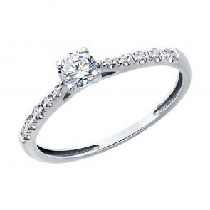 Кольцо из белого золота Diamant с бриллиантом 52-210-02416-1 фото