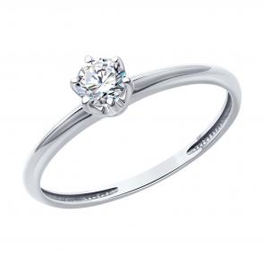 Кольцо из белого золота Diamant с бриллиантом 52-210-02435-1 фото