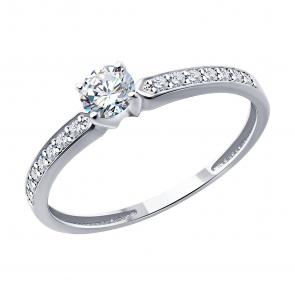 Кольцо из белого золота Diamant с бриллиантом 52-210-02459-1 фото