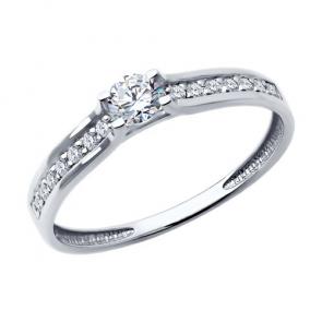 Кольцо из белого золота Diamant с бриллиантом 52-210-02474-1 фото