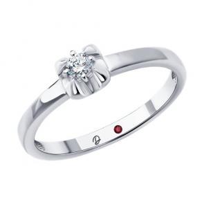 Кольцо из белого золота Diamant с рубином и бриллиантом выращенным 52-210-02478-1 фото